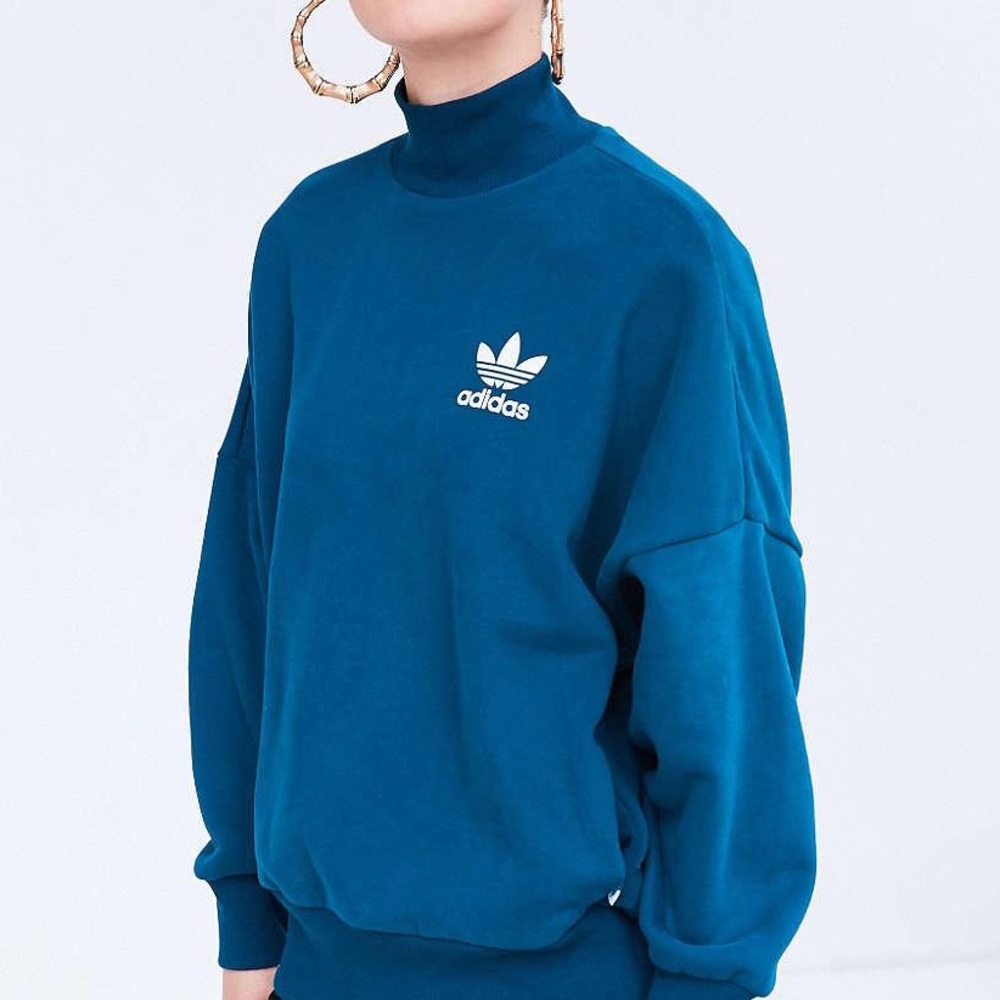 Adidas blue mock neck pullover sweatshirt